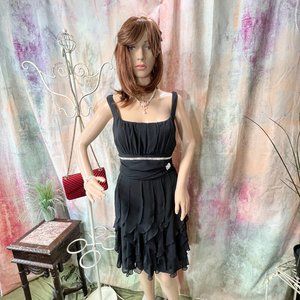 📌Bisou Bisou Elegant & Timeless Chiffon Scalloped Skirt Cocktail - Party Dress